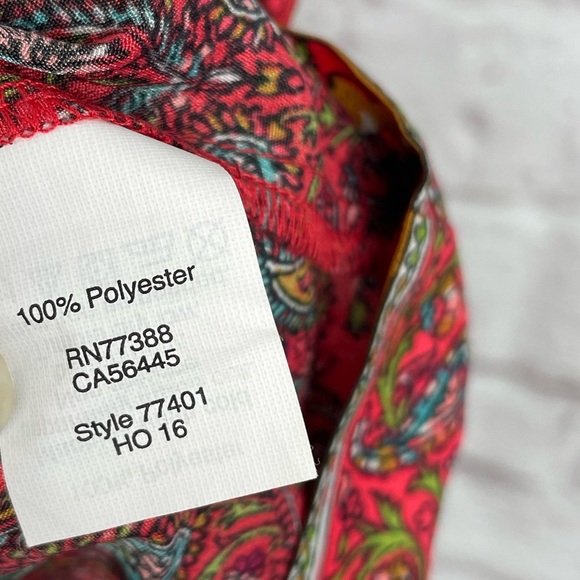 J. Crew Factory Antique Red Floral Paisley Blouse Size M - Picture 4 of 4